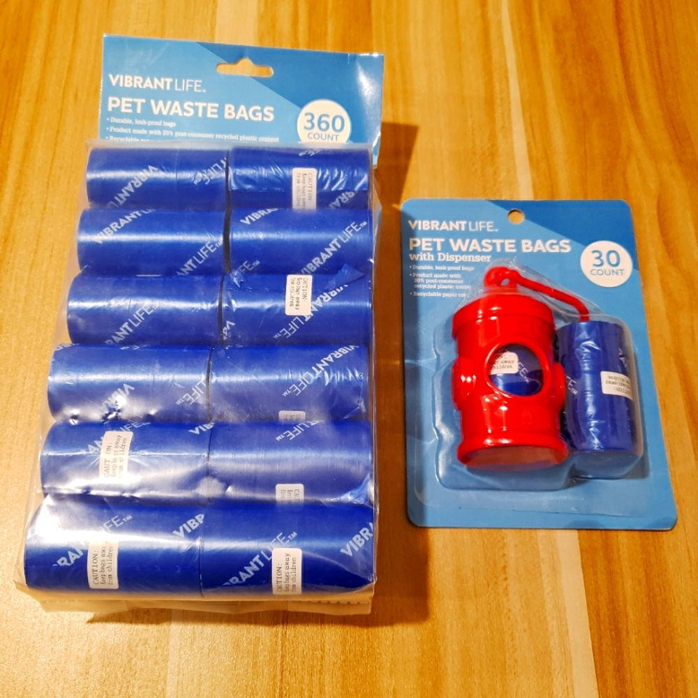 Pet Waste Bags & Dispenser Total 390 Bags Blue